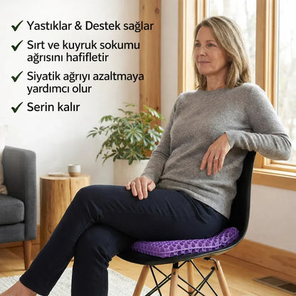 Gün Boyu Konfor Sağlayan Jel Oturma Minderi – Ağrısız Oturuş Deneyimi