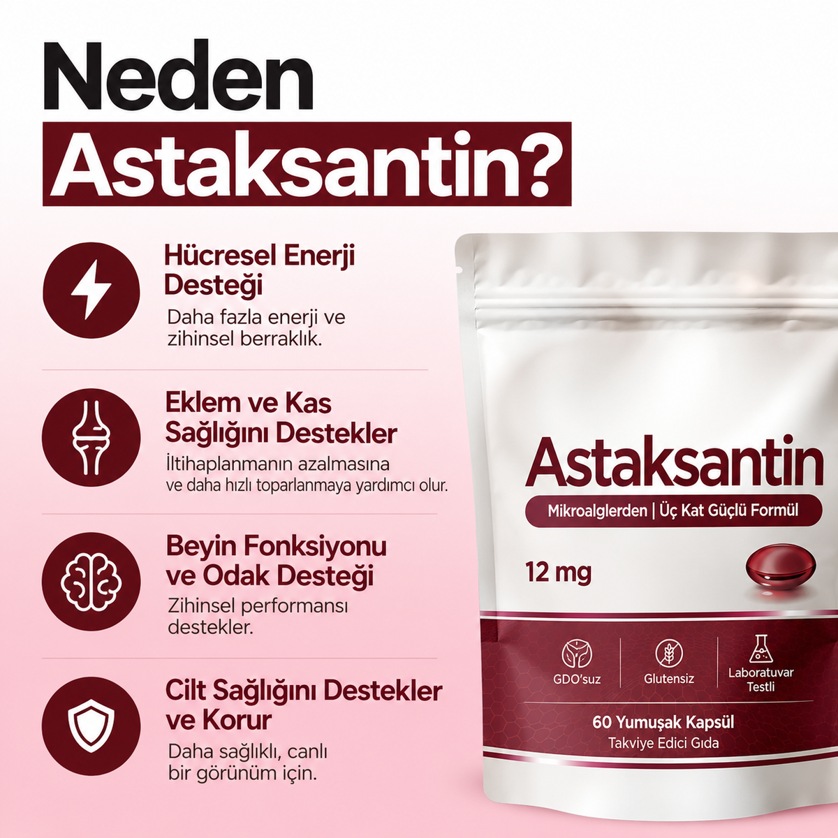 Astaksantin - Tüm Vücut Desteği ve Hücre Koruması İçin Doğanın En Güçlü Antioksidanı